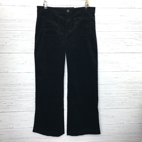 NEW Loft Black Corduroy Pants The Palmer Wide Leg size 12T length 33" - Picture 1 of 9